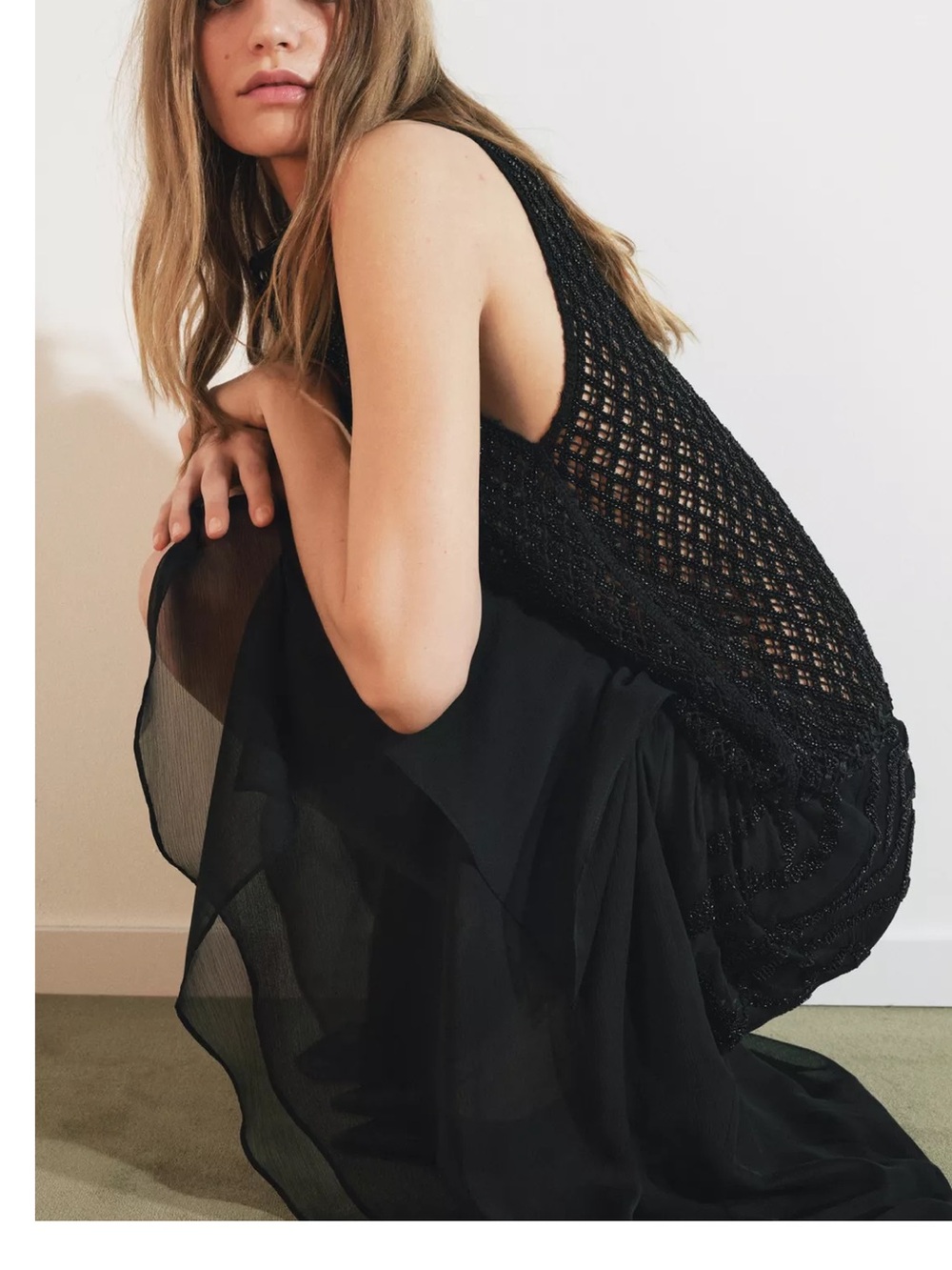 Zara NWT fully beaded Black woven Sleeveless formal fancy Top - Picture 7 of 8